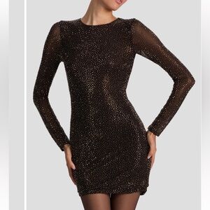 NWT Alice and Olivia Delora Beaded Long Sleeve Mini Dress size 4